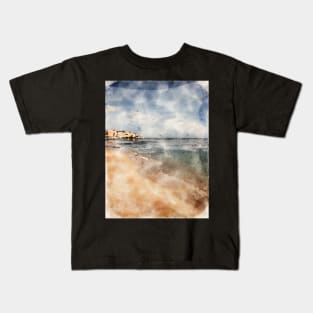 San Carlos Beach Monterey Bay 2021 Digital Watercolor Kids T-Shirt